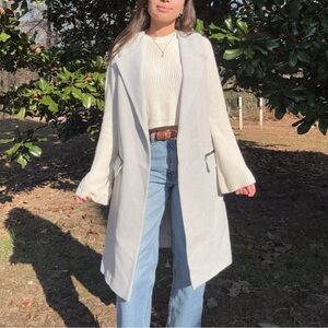 Helene Berman Edge to Edge Long Grey Cotton Vest Size 8 - Medium